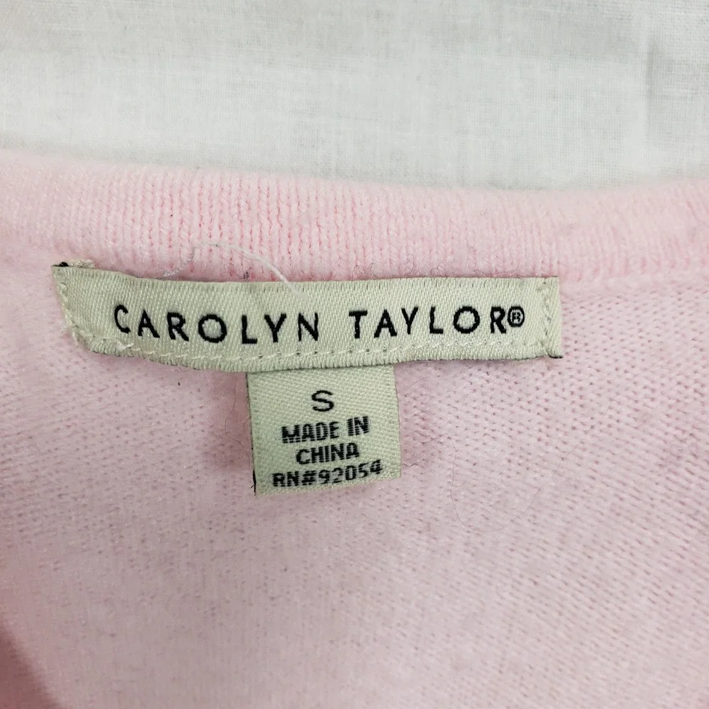 Carolyn‎ Taylor Womens Floral Embroidered Cardigan Sweater Size S Pink 92054